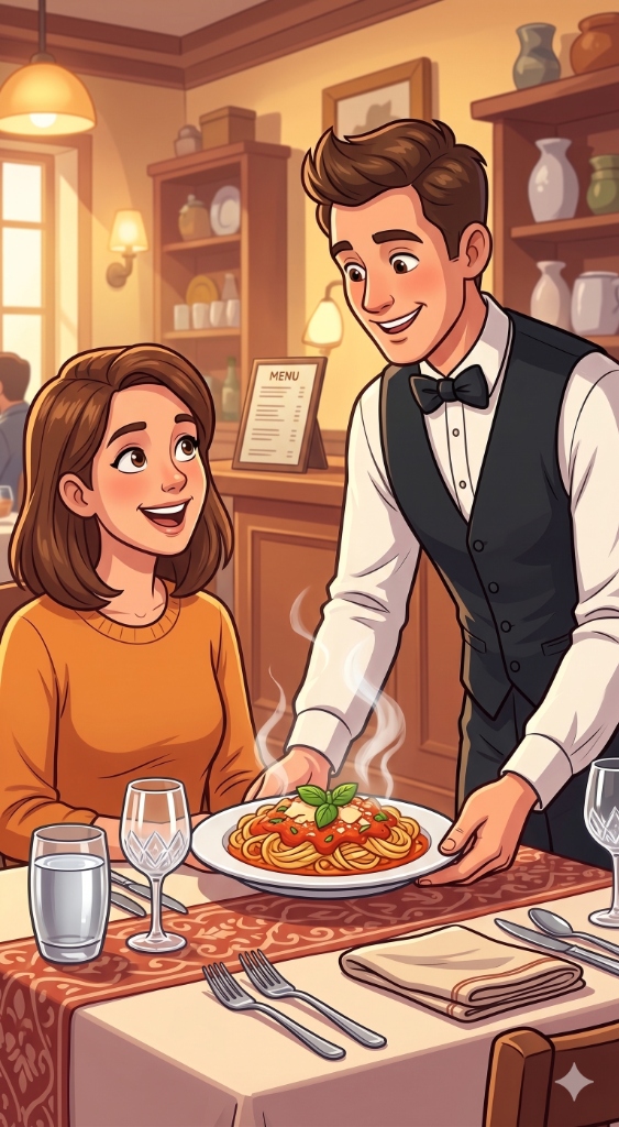 Waiter Serving Plate